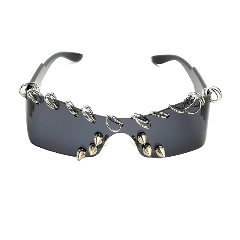 Unisex Cyberpunk Spiked Ring Wrap Around Glasögon Solglasögon