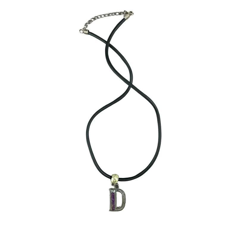 Vintage Deadstock 90s Y2K Purple Letter 'D' Initial Thong Necklace