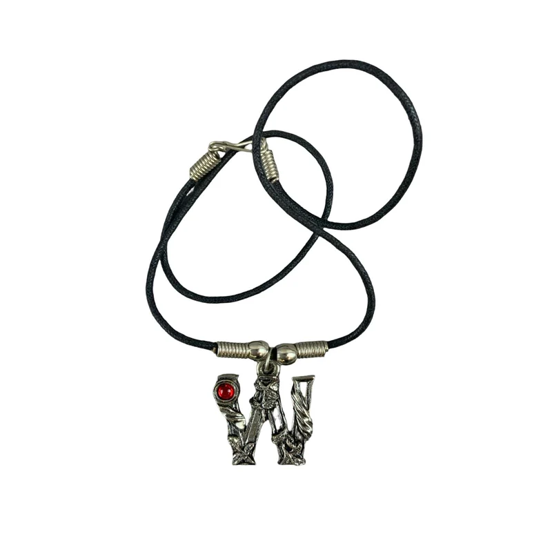 Vintage Deadstock 90s Y2K Red Letter 'W' Initial Fairy Gem Thong Necklace