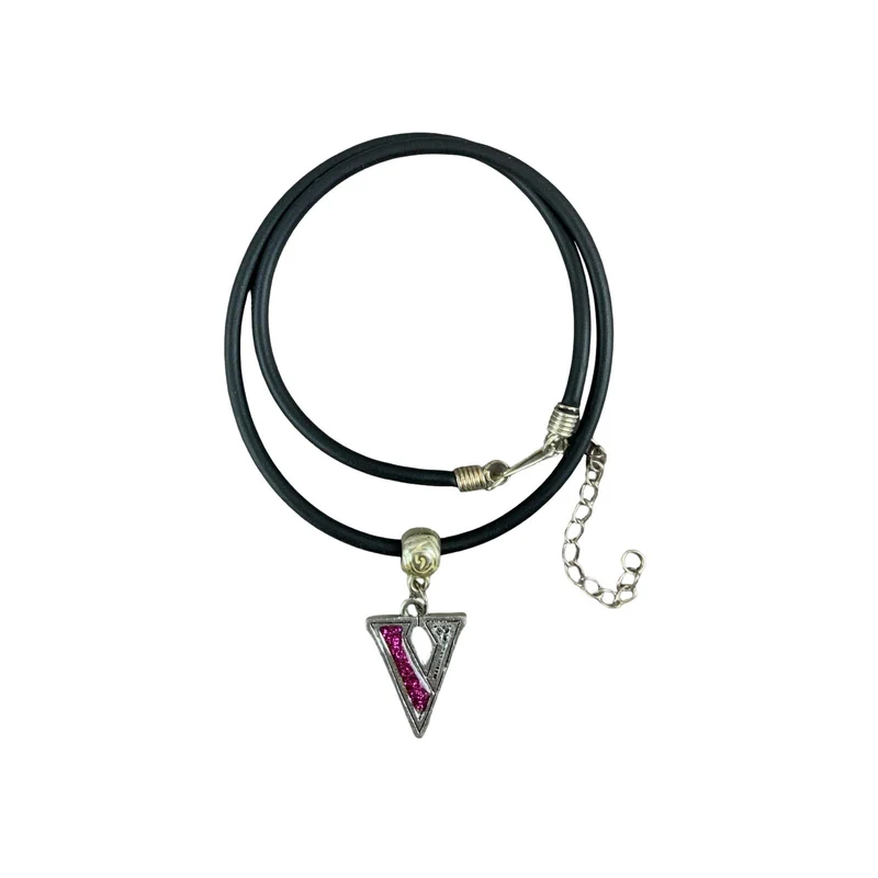 Vintage Deadstock 90s Y2K Pink Letter 'V' Initial Thong Necklace