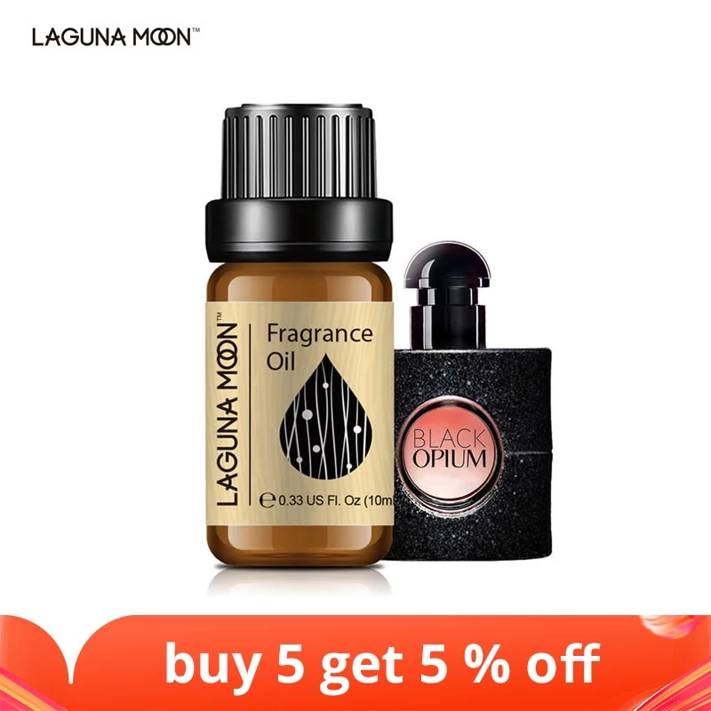 Lagunamoon 10ml Fragrance Oil Black Opium For Aroma Perfume Soap Making Candles DIY Air Fresh Coconut Vanilla White Musk
