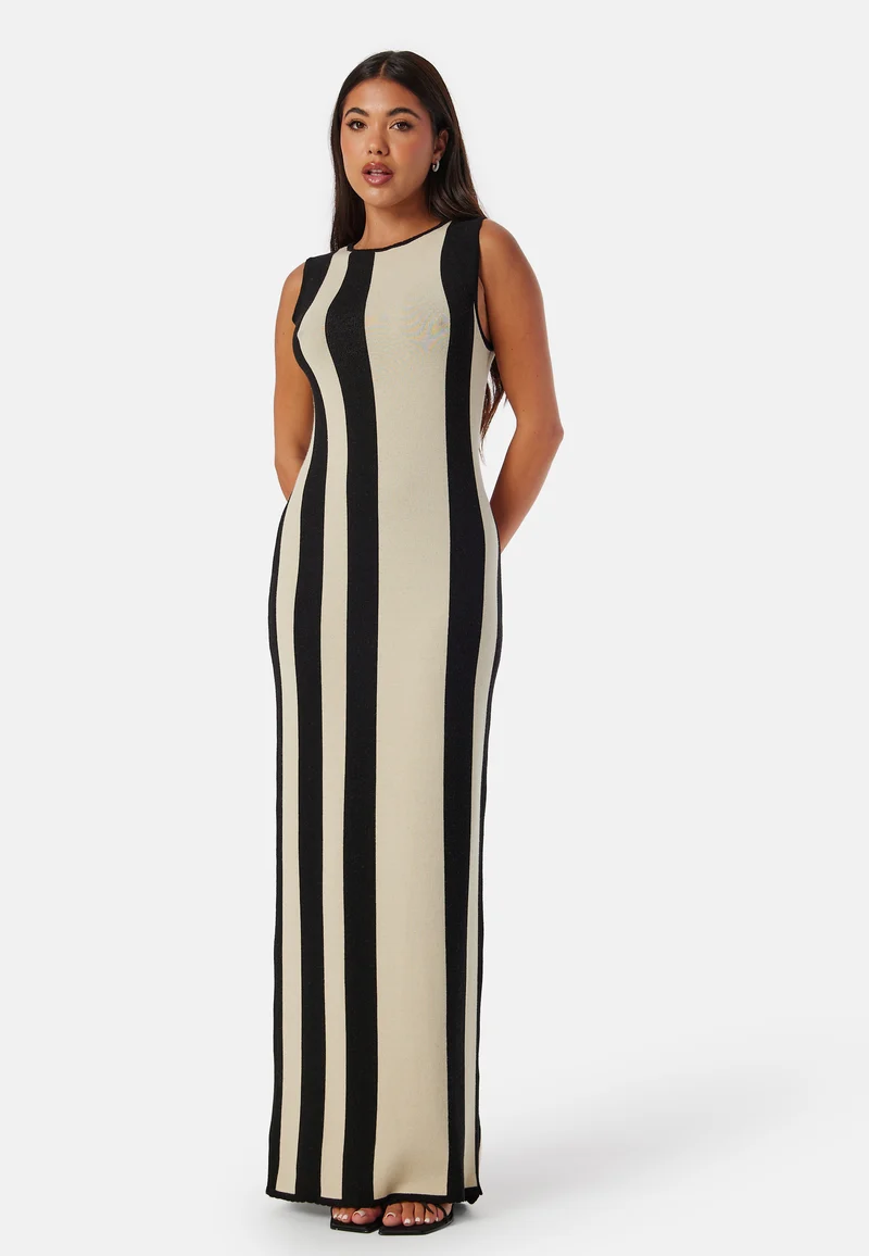 Striped Sleeveless Knitted Dress