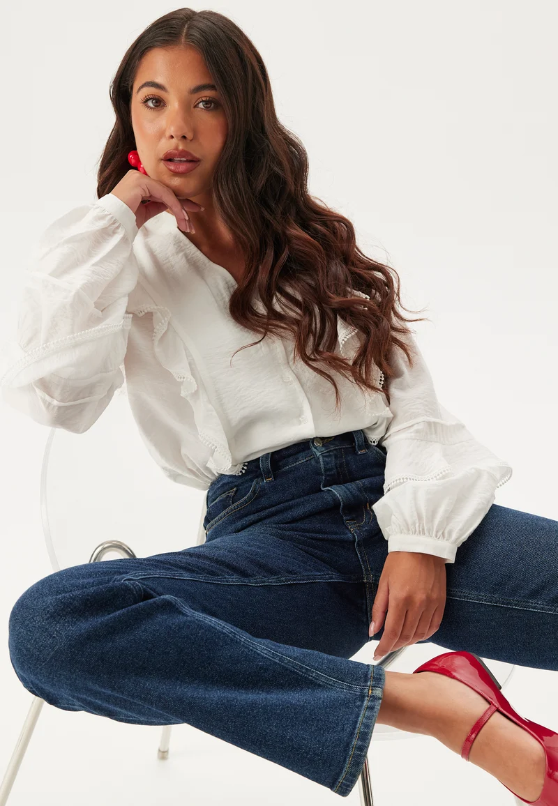 V-neck Frill Blouse