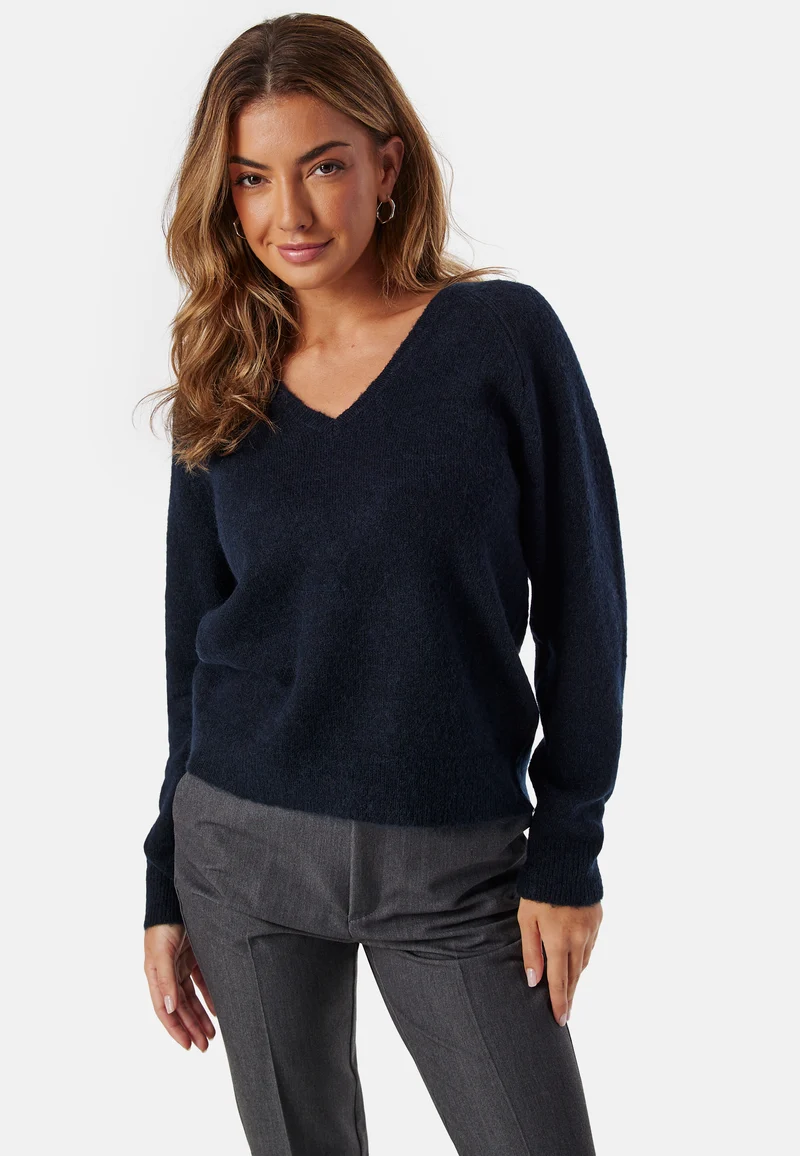 Slflulu New Ls Knit V-neck B