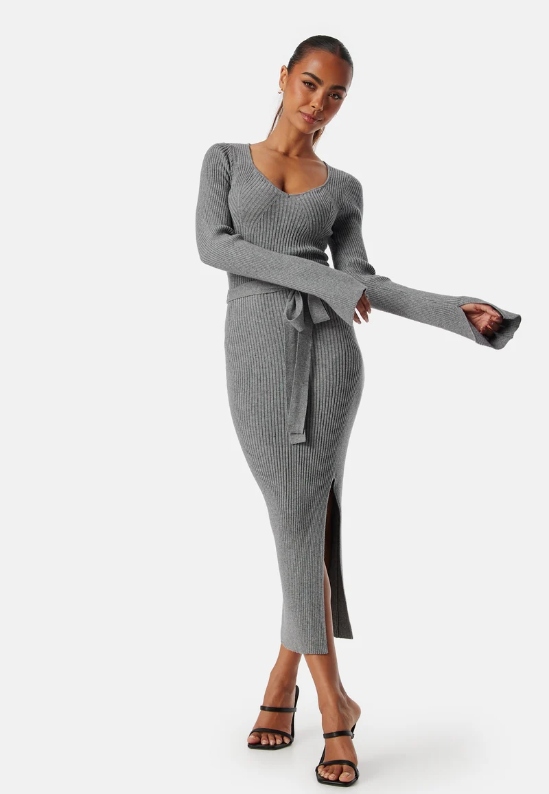 Slit Knitted Midi Dress