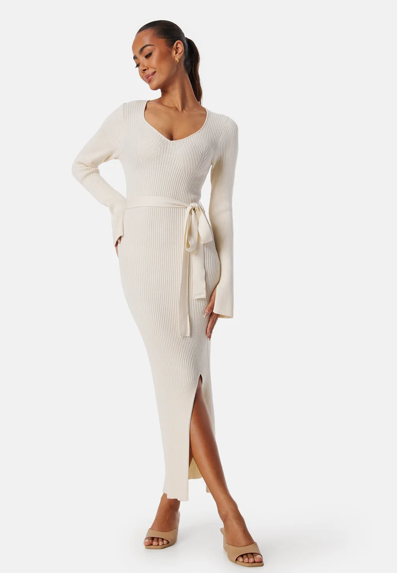 Slit Knitted Midi Dress