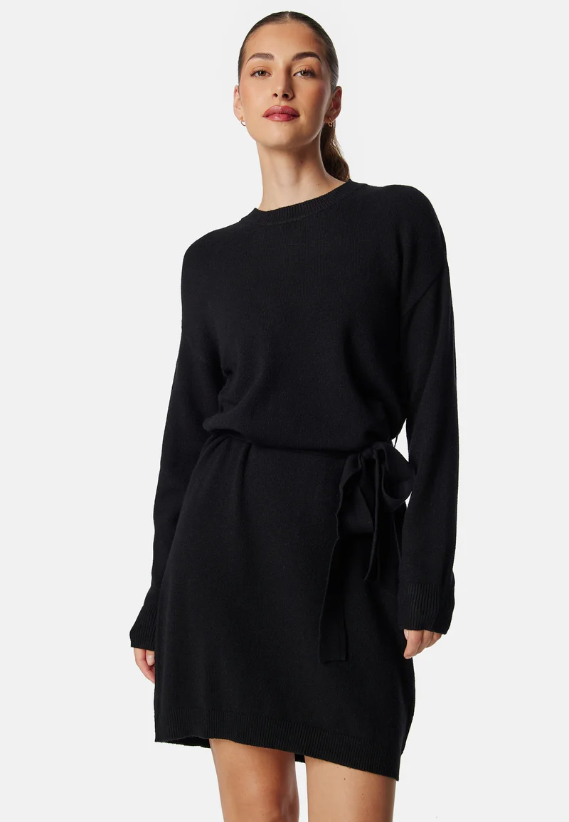 Viril O-neck L/S BELT KNIT DRESS