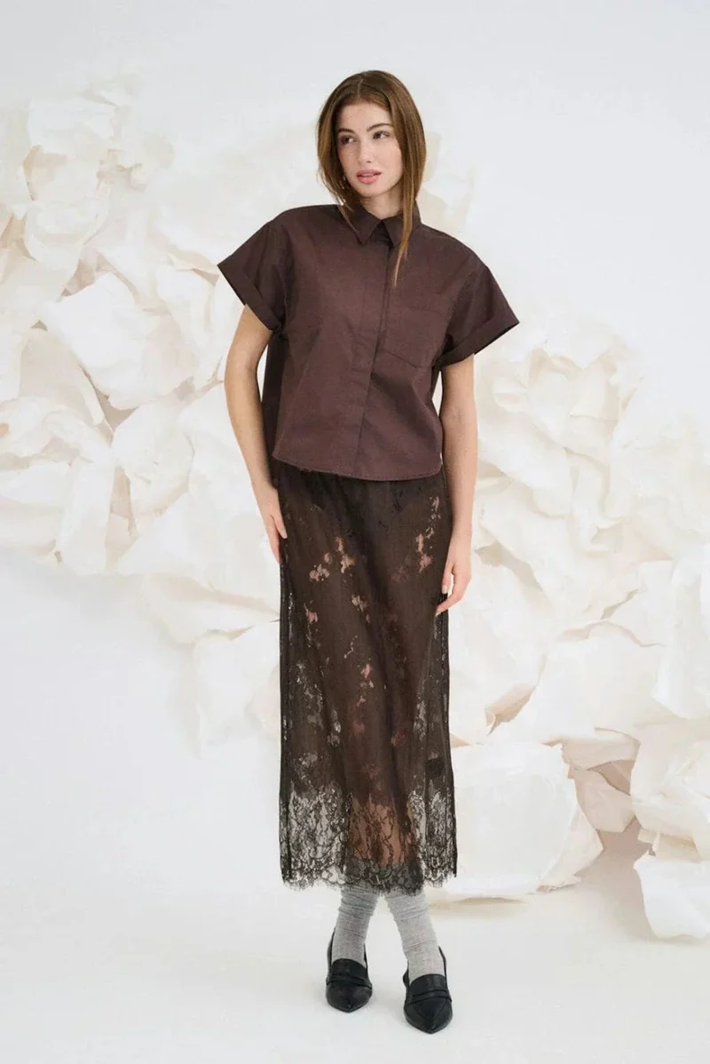 Only - Onlwille Lace Skirt - 5163078 Coffee Bean