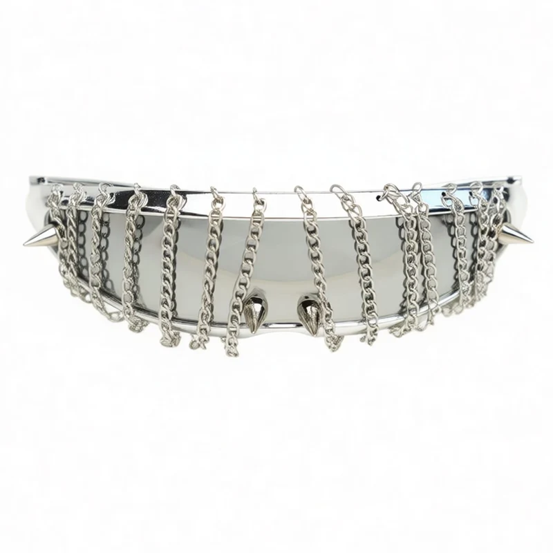 Unisex Cyberpunk Kedjade Spikade Wrap Around Glasögon Solglasögon