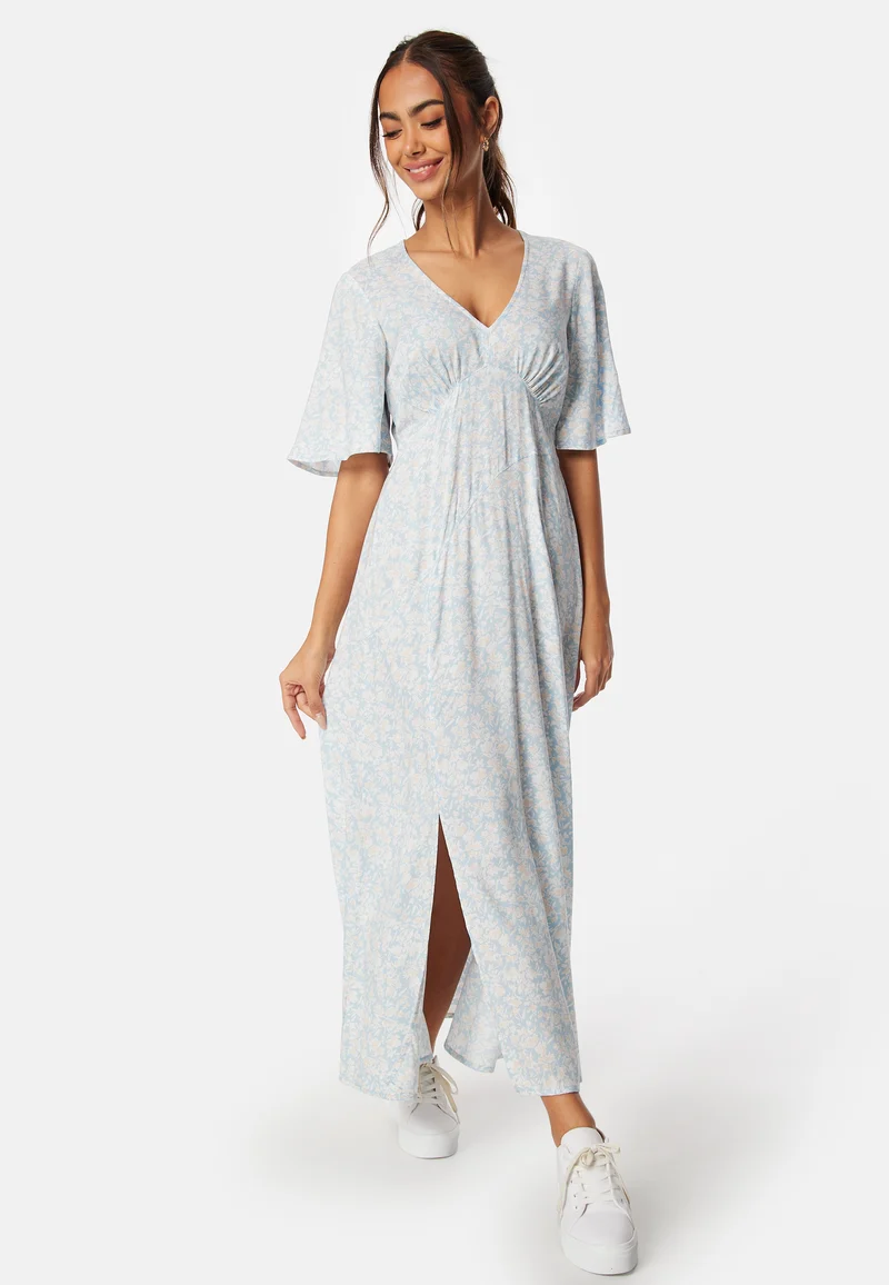 V-neck Slit Viscose Dress