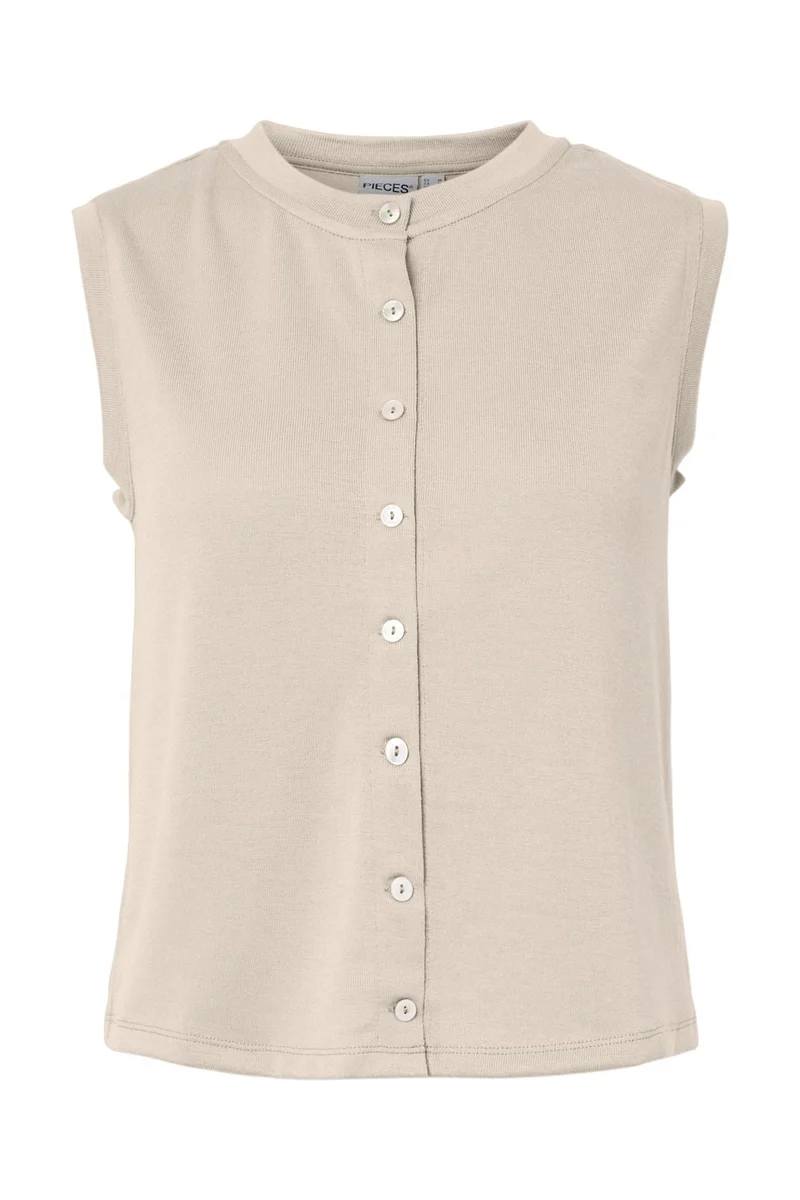 Pieces - Pcpimi Ss Vest Pwp - 5016658 Silver Lining