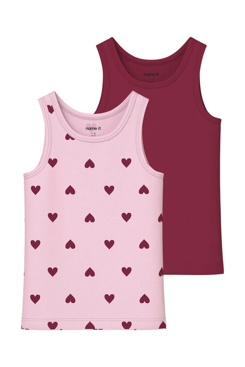 Name It - Nmftank Top Cutie Heart - 5098816 Parfait Pink W/ Rumba Red