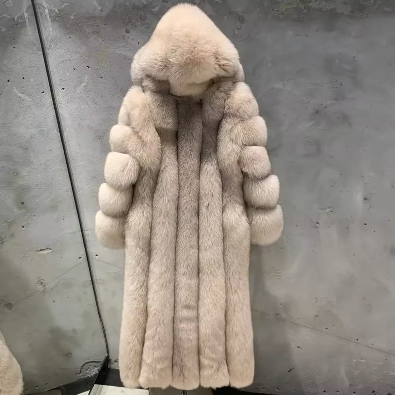 Luxury Real Fox Fur Long Coat
