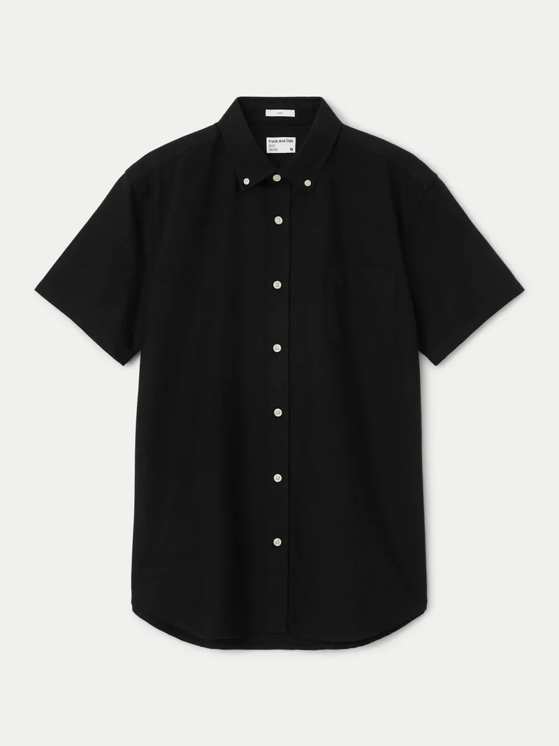 The Jasper Short Sleeve Oxford Shirt in Black