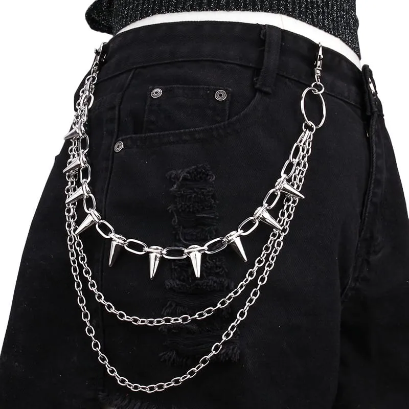 Unisex Punk Spiked Multilayer Midjekedja