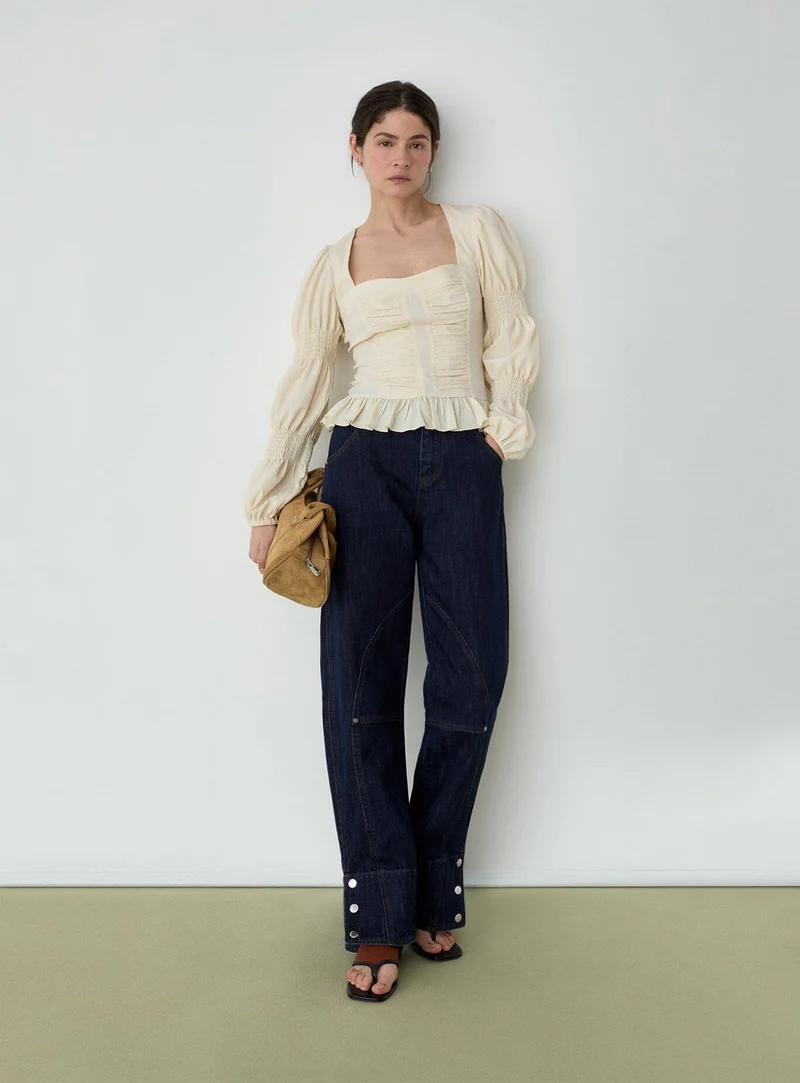 MARY ECRU TEXTURED BLOUSE