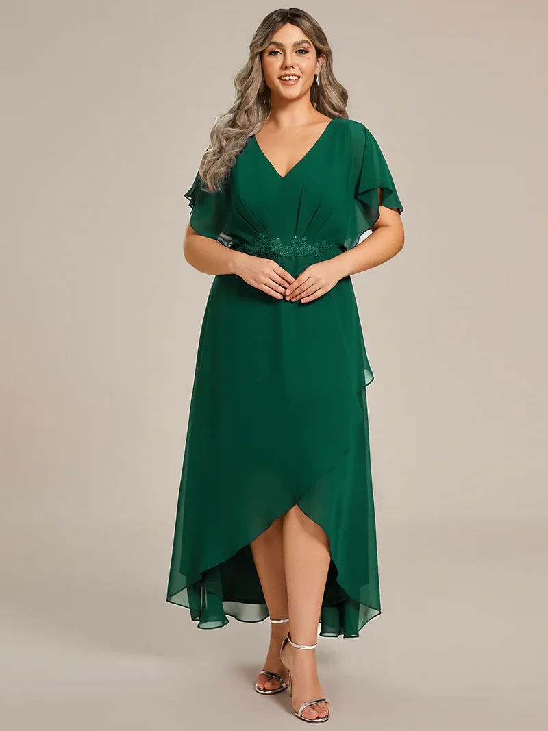 Kort klänning med fjärilsärm dark green