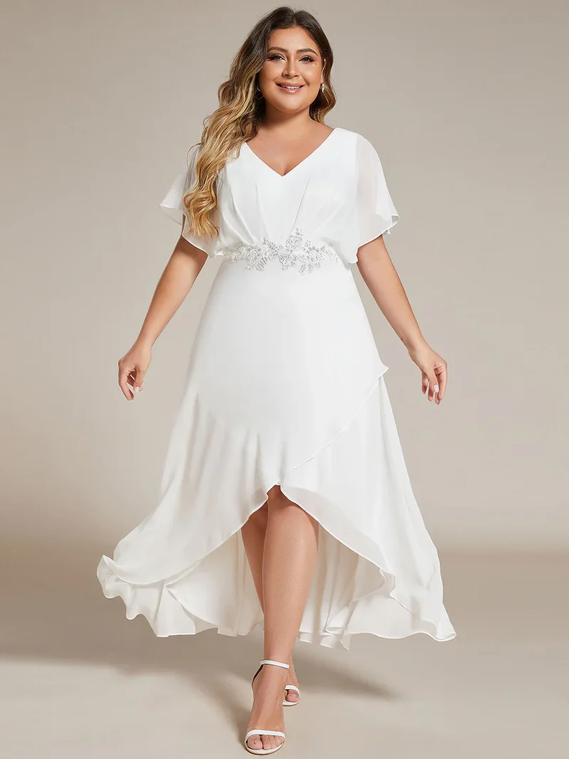 Kort klänning med fjärilsärm ivory