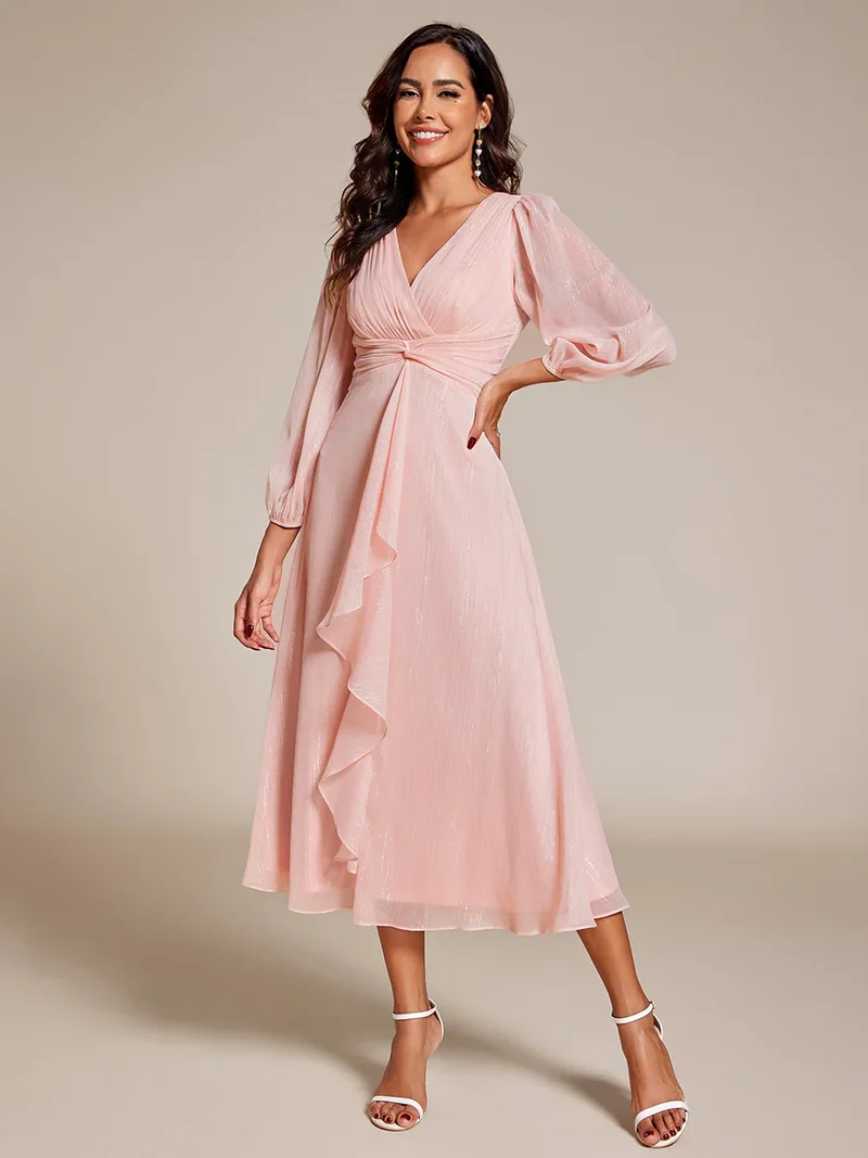 Kort klänning med lång ärm pink