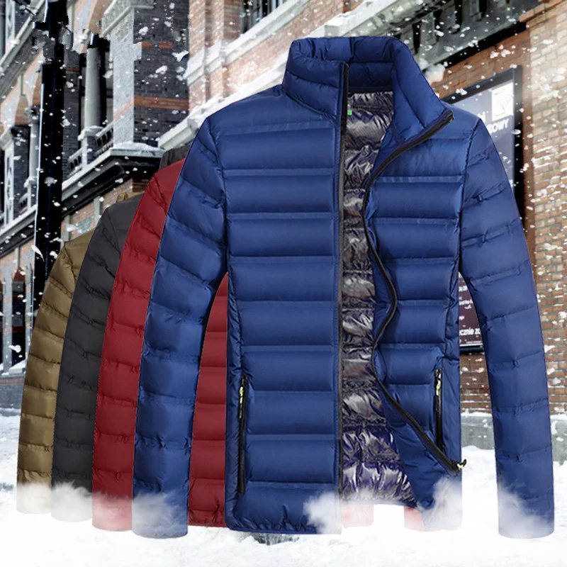 Men's cotton winter coat, men's new style, thin and thick men's stand-up collar, windproof, warm, breathable, casual men's clothing