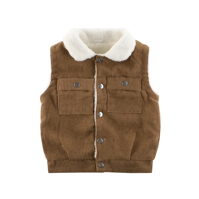 Autumn and winter children's vest vest new 2021 boys lamb cashmere and cashmere baby clothing warm top