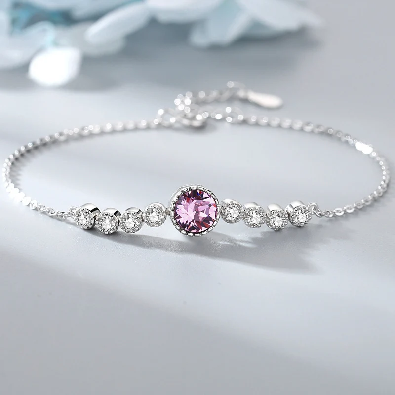 Explosive Original Ocean Heart S925 Sterling Silver Bracelet Female High-end Austrian Crystal Bracelet Jewelry