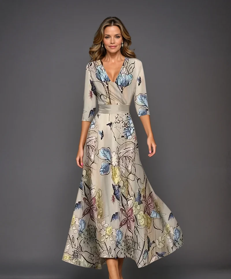 Aria™ | Chic Klänning med Blommönster