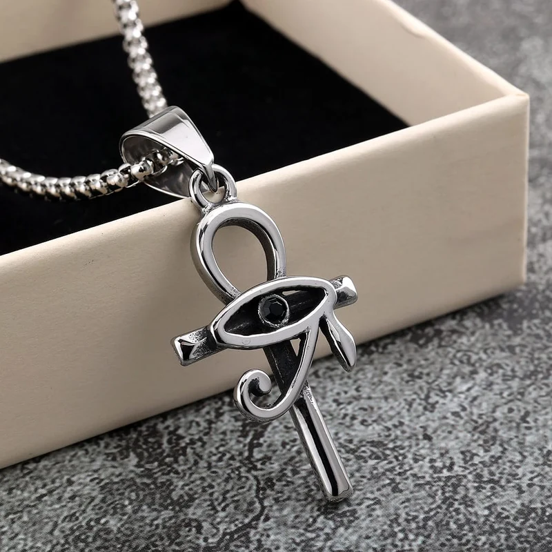 Herrhalsband med punk-ögon och kors