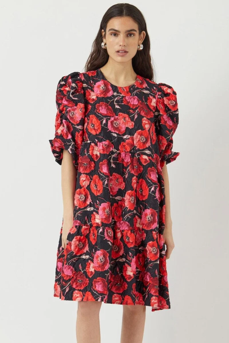 YAS - Yaspoppina 2/4 Dress - 4860928 Black Poppina Aop
