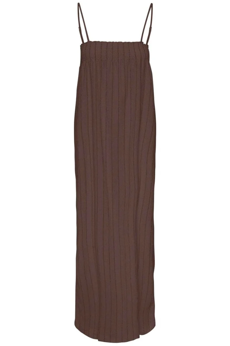 Only - Onlmika S/L Long Stripe Dress - 5116922 Chocolate Martini (Wivi) Black