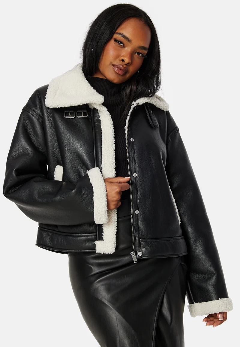 Janelle Short PU Jacket W Fake Fur