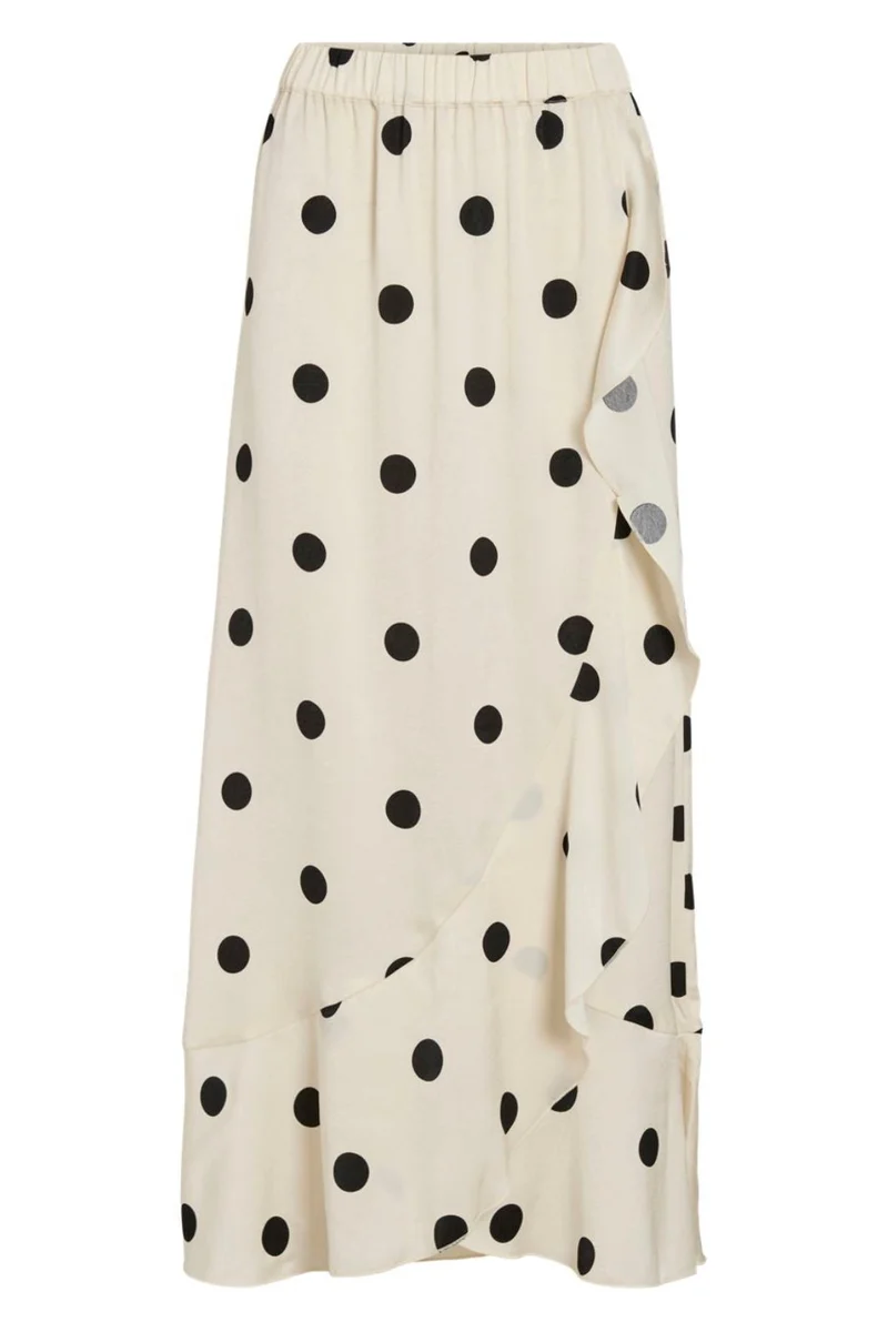 Vila - Viclaire Flounch Ankle Skirt Ro - 5052581 Birch Black Dots