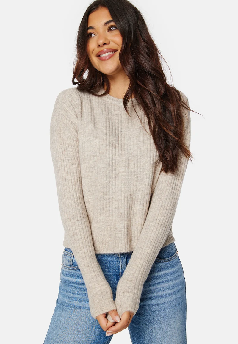 Lefile LS O-Neck Rib Blouse