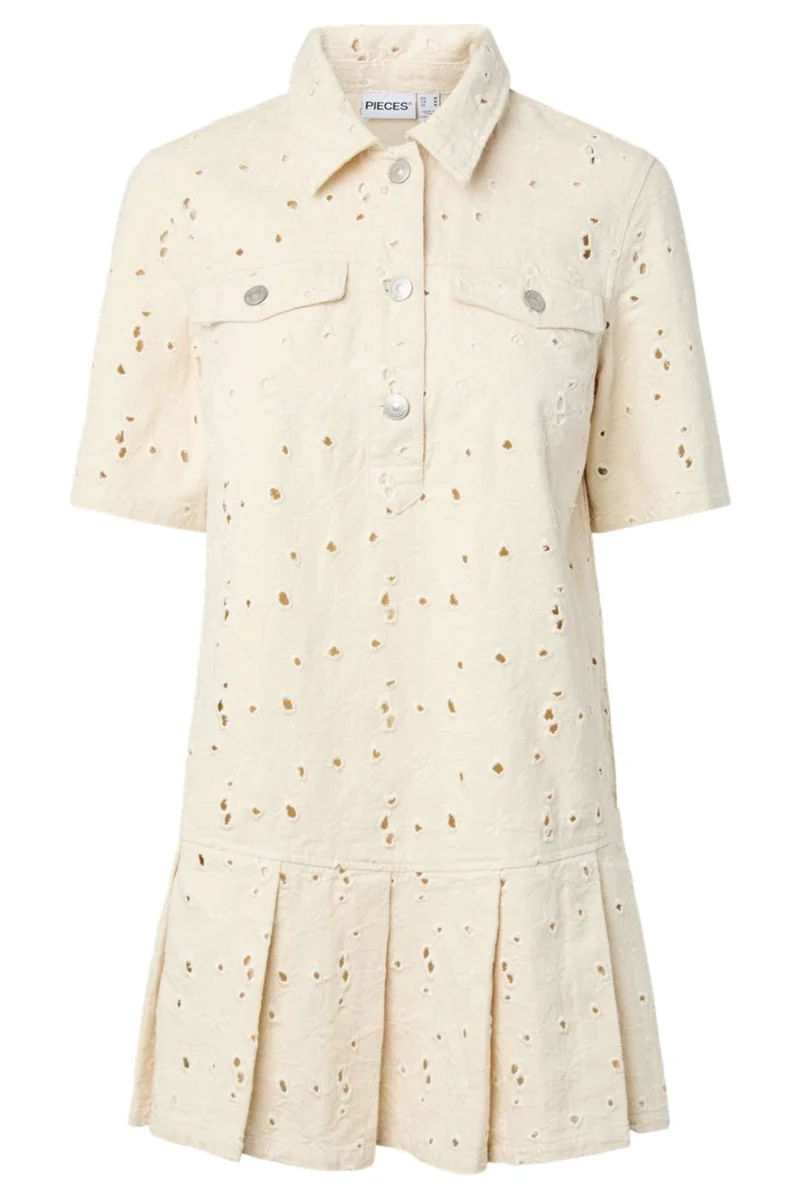 Pieces - Pcella 2/4 Short Dress - 5106604 Ecru Embroidery