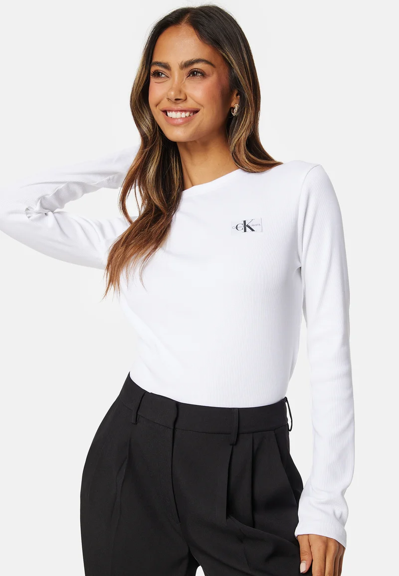 Woven Label Rib Long Sleeve