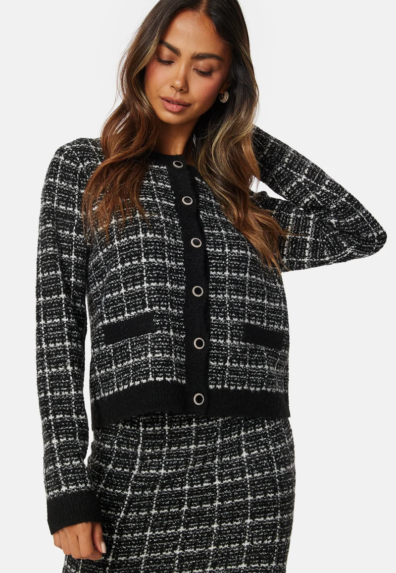 Viaudrey Check L/S Knit Cardigan