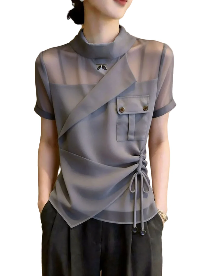 Damblus med asymmetrisk design och dragsko