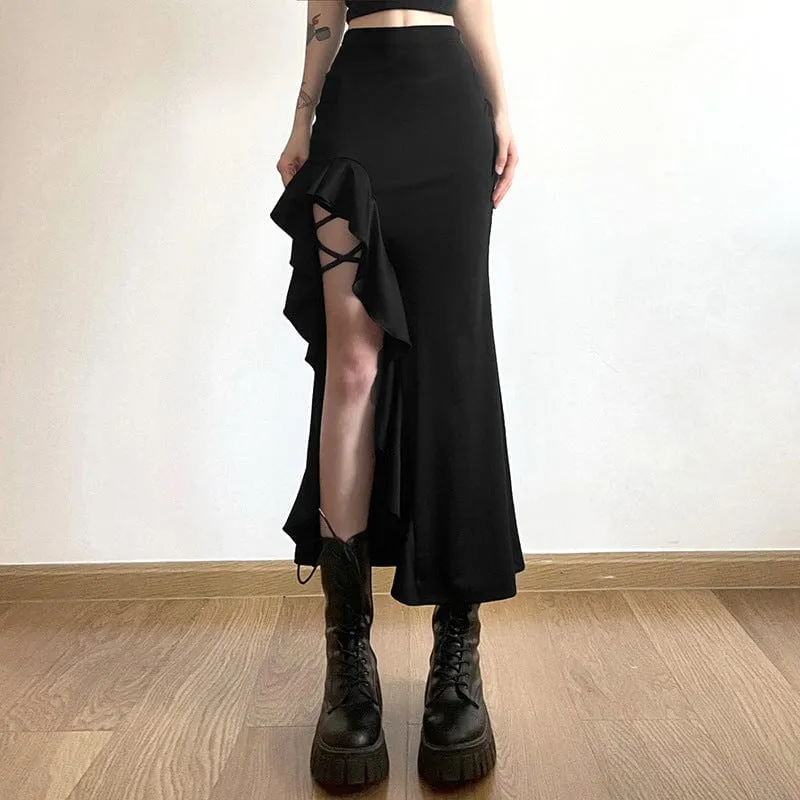 Punk oregelbunden volangkjol för kvinnor