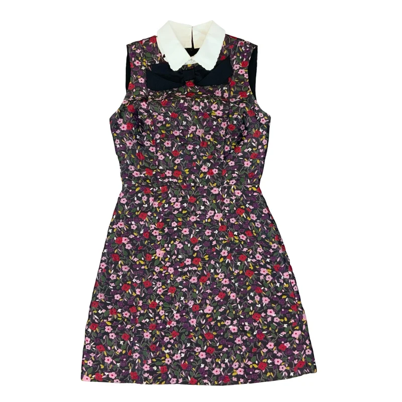 KATE SPADE FW 2017 FLORAL COLLARED JACQUARD MIDI DRESS XS UK 6