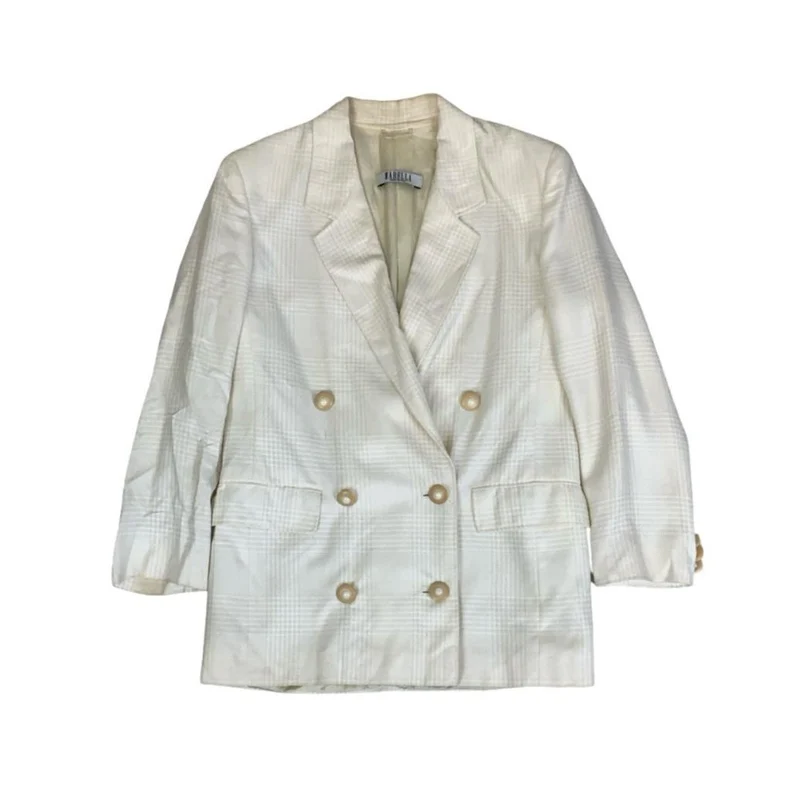 VTG MARELLA DESIGNER CREAM DOUBLE BREASTED ITALIAN TALL BLAZER JACKET UK 14