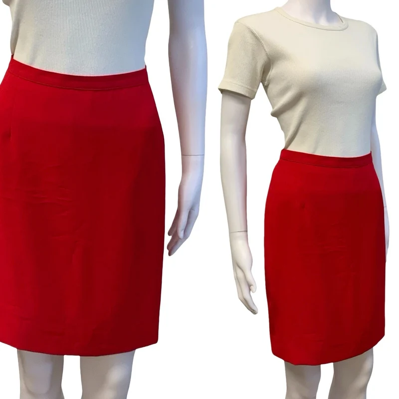 VTG 90S MARELLA RED ITALIAN DESIGNER HIGH WAISTED PENCIL SKIRT SMALL