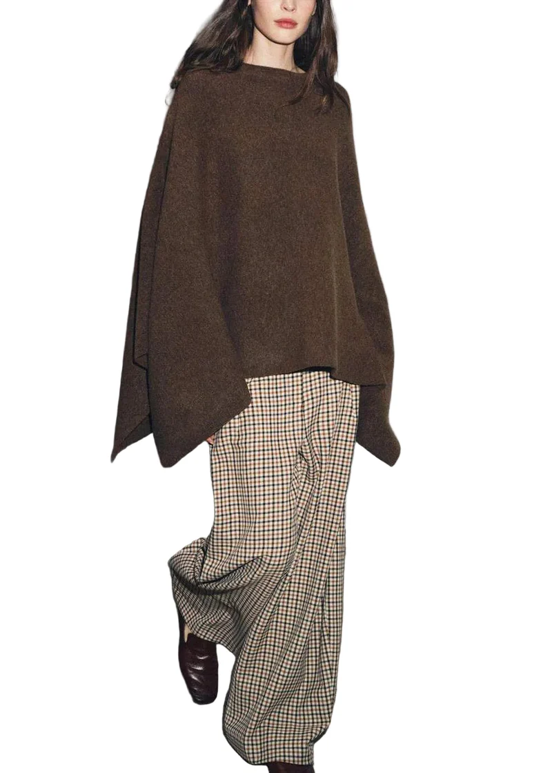 Dam Stickad Oversized Tröja med Kappärm