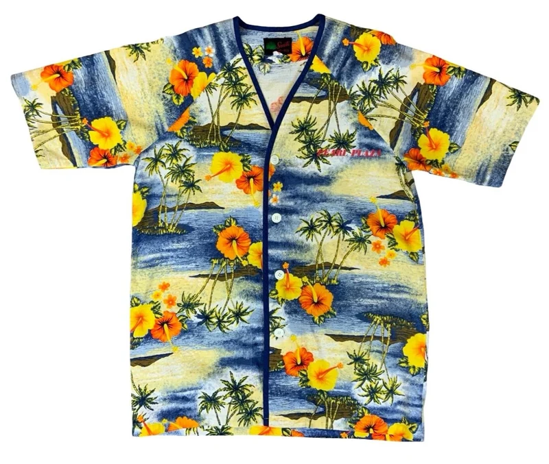VTG SANTE BARK CLOTH HAWAIIAN MADE ALOHA SHIRT COTTON TIKI ROCKABILLY MEDIUM
