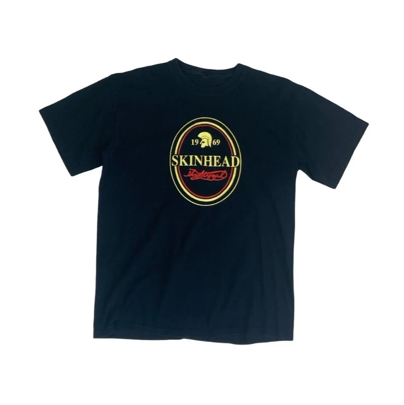 VTG 90S "1969 SKINHEAD" ISISH STOUT BLACK PUNK ANTI-FASCIST GRAPHIC TEE S
