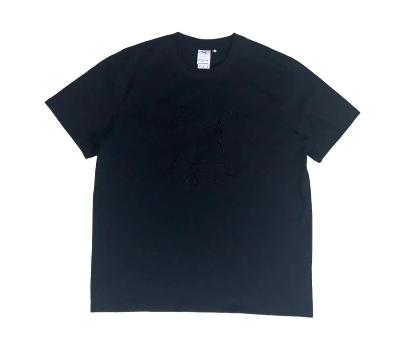VTG PUMA X MAISON KITSUNÉ BLACK EMBROIDERED SPORTS TEE MEDIUM