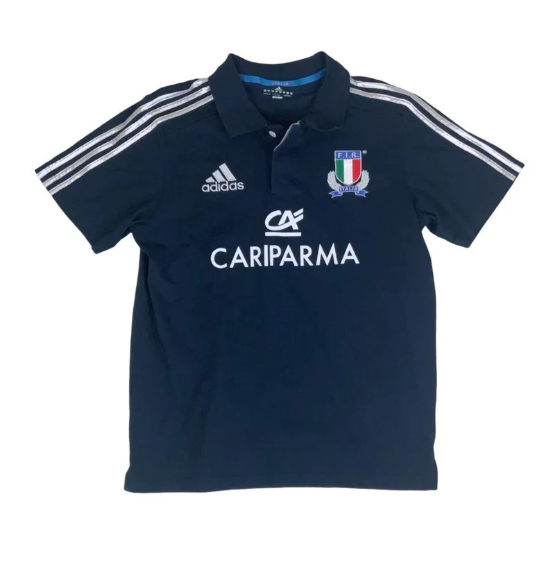 VTG 2012-13 ITALY RUGBY UNION NAVY BLUE POLO NECK SHIRT MEDIUM