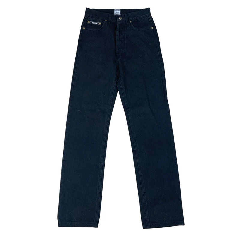 VTG 90s 00s MOSCHINO NAVY BLUE HIGH WAISTED STRAIGHT LEG JEANS 26W 30L