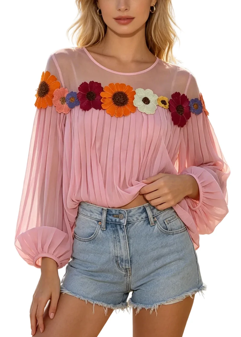 Damblus med patchwork och chiffong i sommarstil