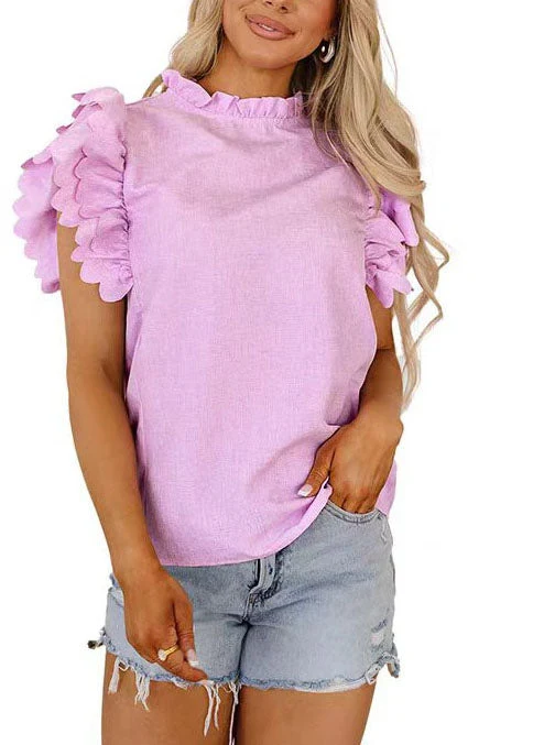 Damblus med volang och butterfly-ärm modern design
