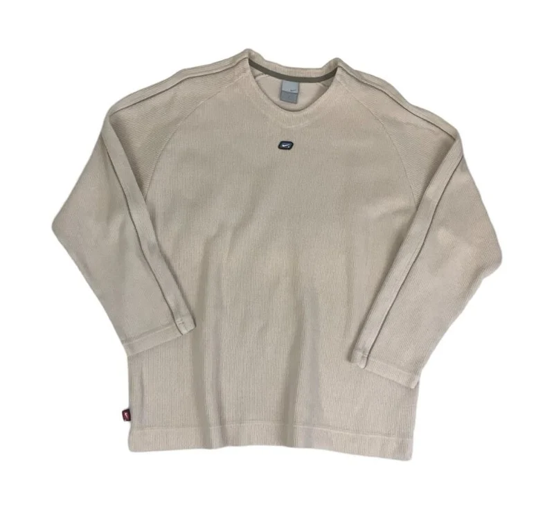 VTG Y2K NIKE BEIGE CREAM CASUAL SKATER CREWNECK SWEATSHIRT X-LARGE